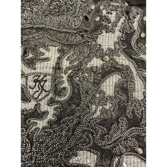 Kanji Men's T-Shirt SZ 2XL Embroidery Studs Y2K - Picture 4 of 8